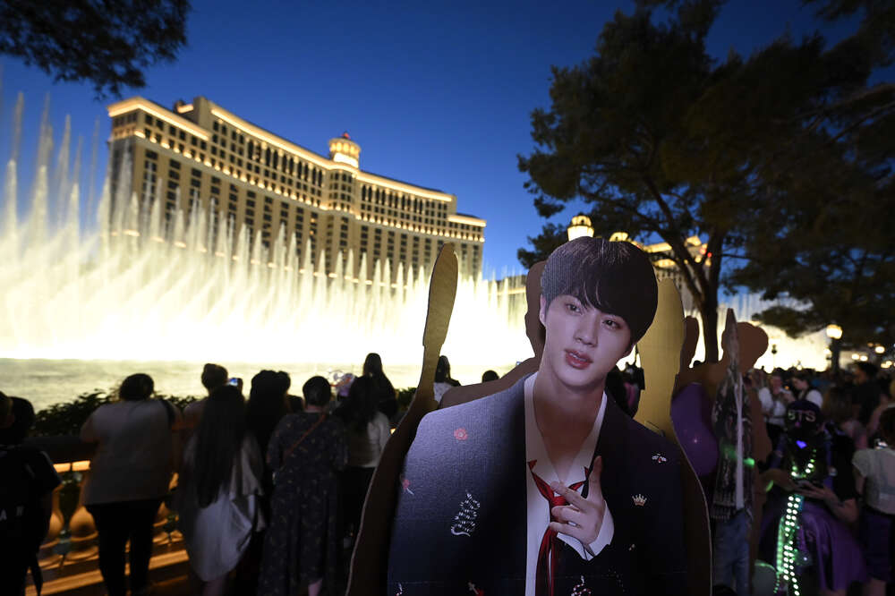 BTS's V enjoys a night out in Las Vegas as the city turns purple