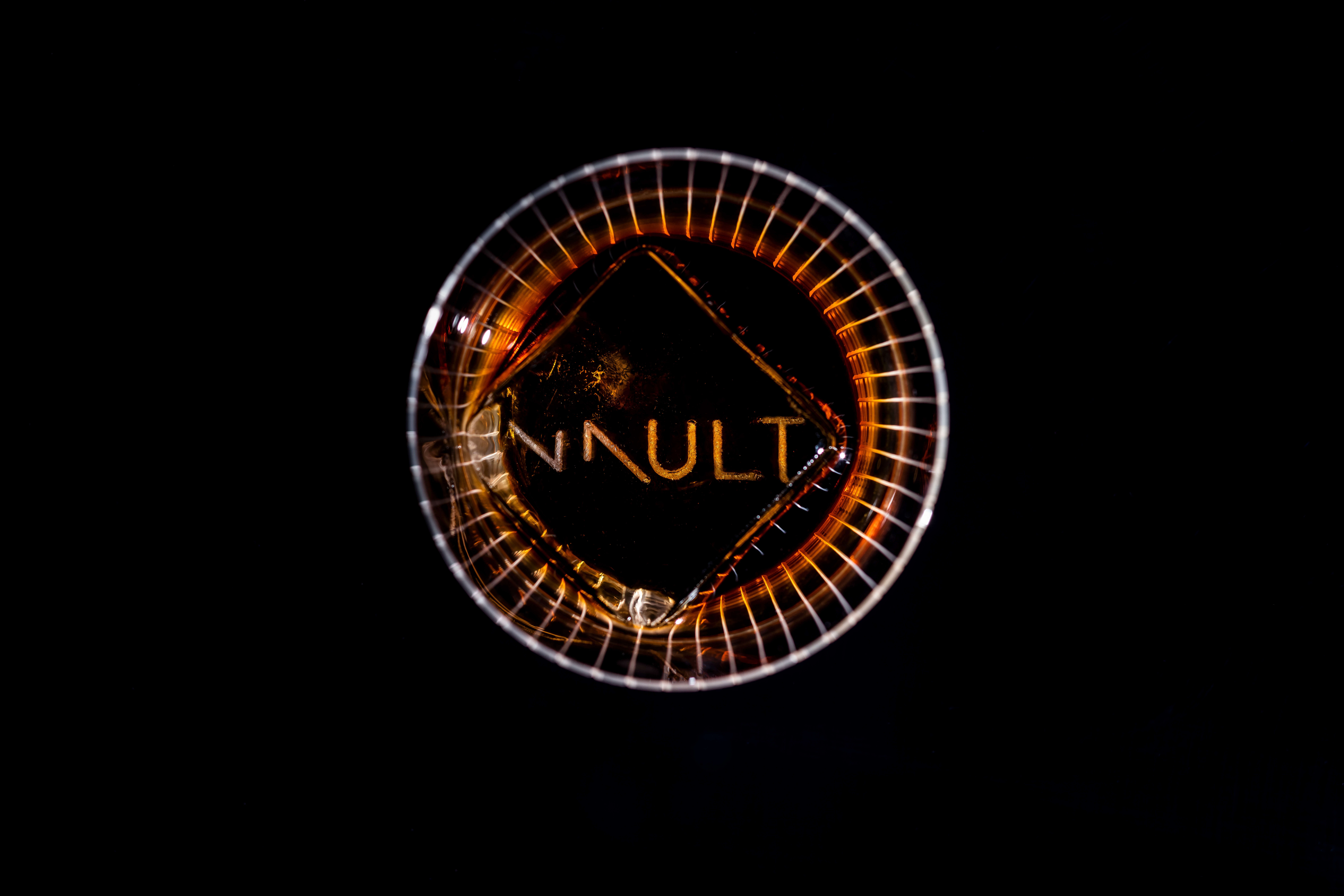 cocktail with logo-printed ice