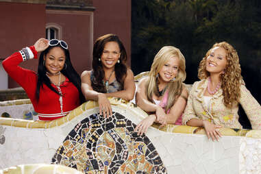 the cast of the cheetah girls posing at park guell in barcelona 