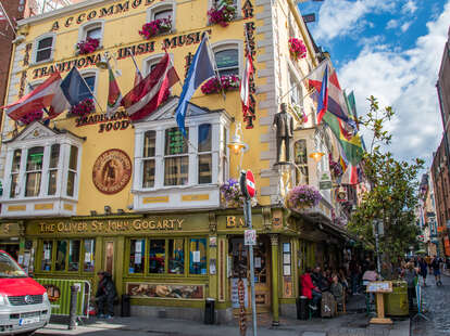 Dublin, Ireland- A colorful bar with traditional Irish music in the city of Dublin, the capitol of the Republic of Ireland located on Ireland&rsquo;s eastern coast.