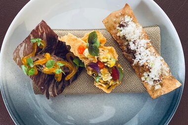 plate with cheffy toasts