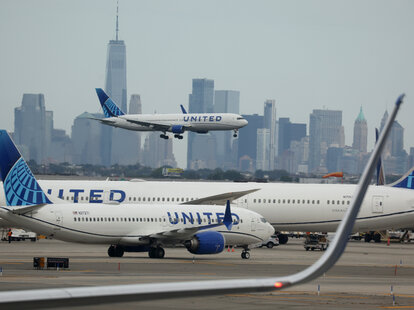 United Airlines plane lands at Newark Liberty International Airport