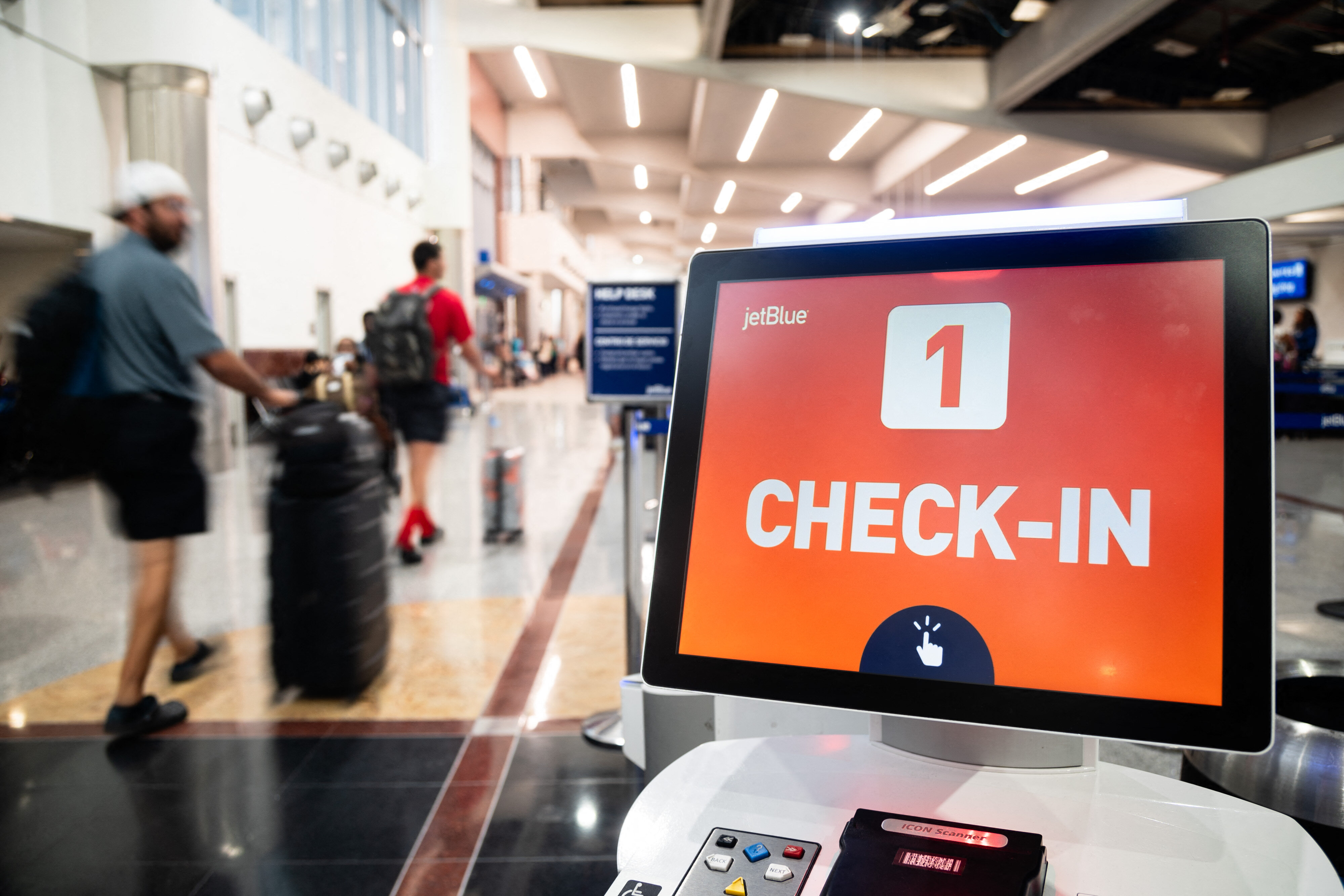 A jetBlue kiosk is seen at Hartsfield-Jackson Atlanta International Airport