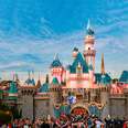 Legendary Disney castle of sleeping beauty in Disneyland in Anaheim, California.