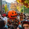 pumpkin head in halloween parade