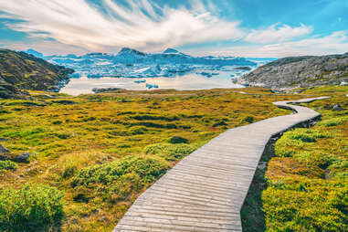 Hiking path in Greenland near Ilulissat icefjord