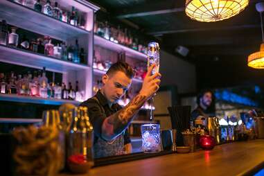 bartender pouring drinks in budapest