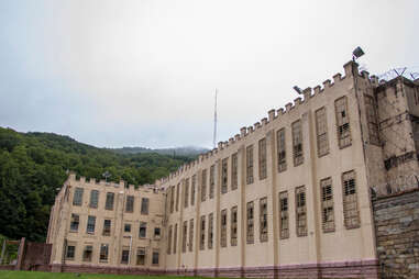 ominous abandoned prison building
