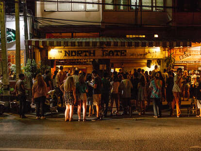 Crowd outside the North Gate Jazz Co-Op