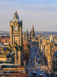 Old town Edinburgh and Edinburgh castle in Scotland UK. 