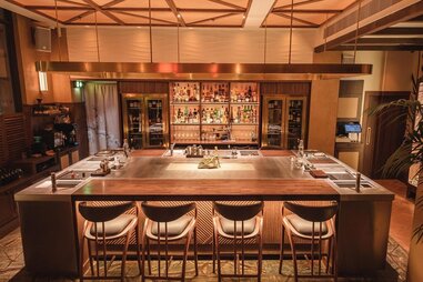 sleek interiors of bar at kwant mayfair, london