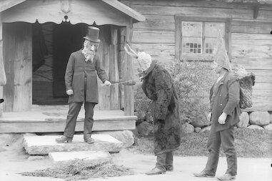 historic photos of men in yule goat costumes