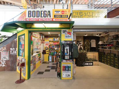 Bodega shoe store display in the arts district in downtown la