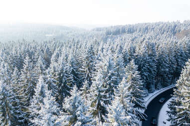 snow covered thuringian forest germany