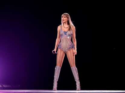 Taylor Swift performs onstage during "Taylor Swift | The Eras Tour" at SoFi Stadium on August 09, 2023. 