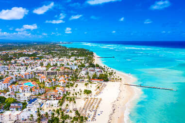 aerial view of beach in bavaro, punta cana