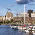 basin marina park and city skyline, buffalo