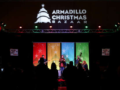 people performing on stage at the Armadillo Christmas Bazaar