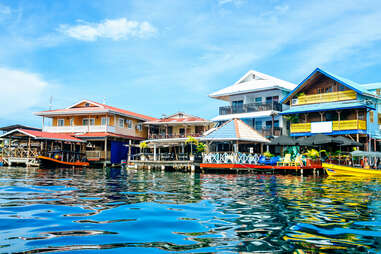 colorful dockside houses in in bocas del toro, panama