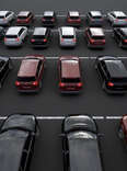 parking lot filled with rental cars
