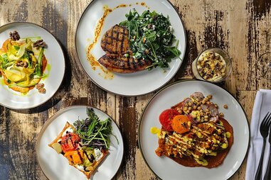 table of food in winding stair restaurant