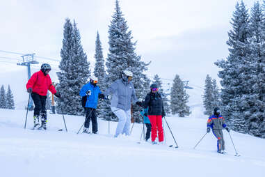 National Brotherhood of Skiers, group shot, doing down a mountain