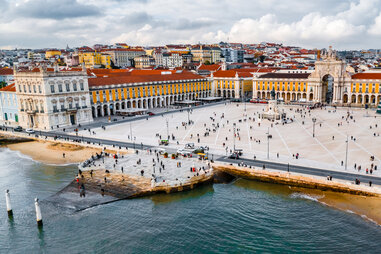 Lisbon city square in winter