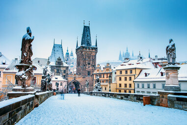 prague square in winter