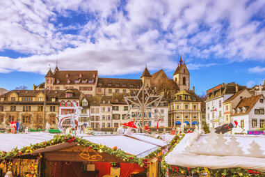 Switzerland skyline in winter