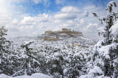 athens parthenon in winter