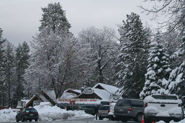 Idyllwild town in snow