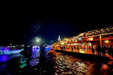 panoramic shot, of st. croix boat parade, in december