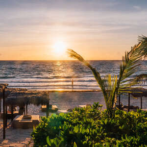 A sunset view of Tulum, Mexico