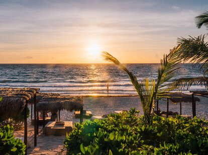 A sunset view of Tulum, Mexico