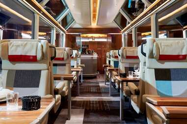 interior showing the bar on the glacier express, which travels through switzerland