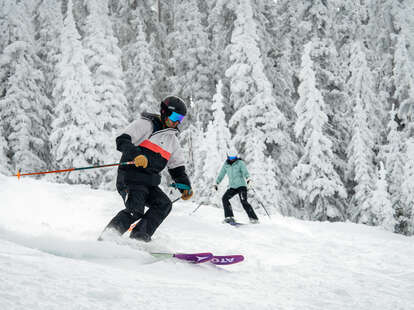 skier on the powdery slopes in flagstaff arizona