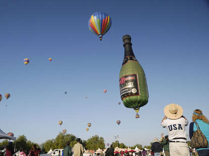 hot air balloons including a wine bottle in temecula