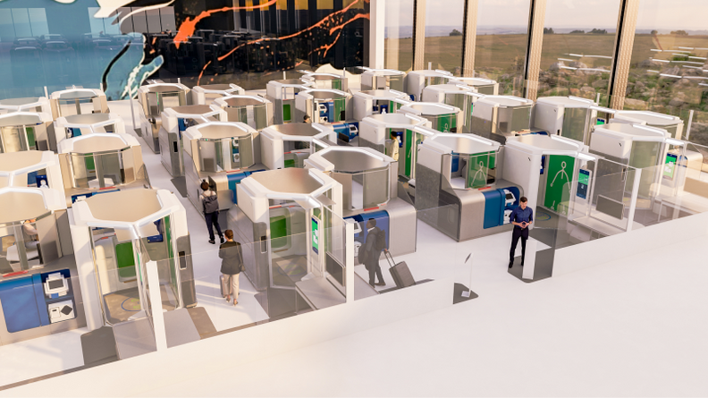 A rendering of the TSA Self Service kiosks at Harry Reid International Airport in Las Vegas