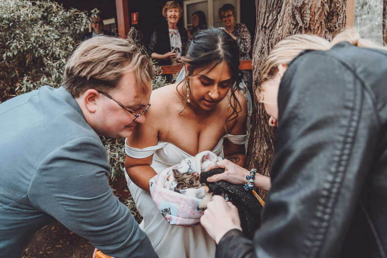 woman with possum 