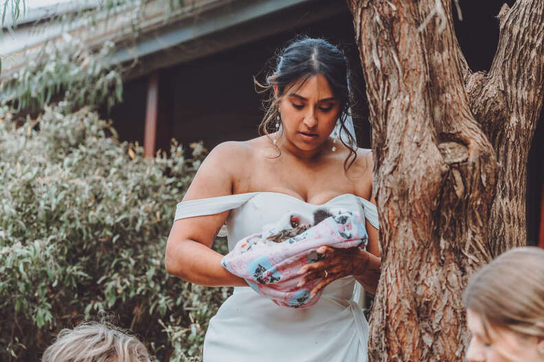 bride with possum 