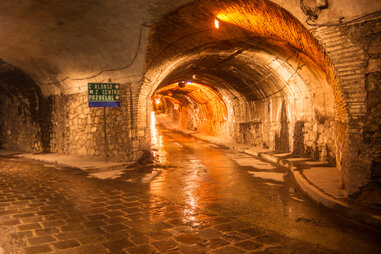 crossroads at an underground tunnel beneath guanajuato, mexico