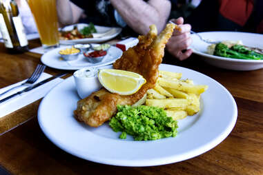 fish and chips in a pub