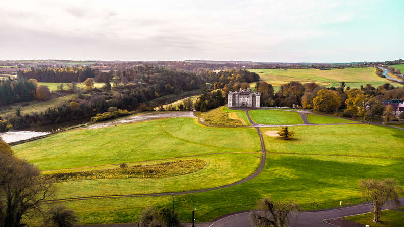 aerial shot of slane castle ireland