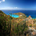panoramic view of the northwest coast of st. barts overlooking colombier bay