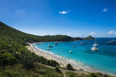 colombier beach in st. barts from above