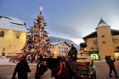 christmas tree in megeve, france