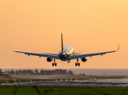 airplane landing at airport