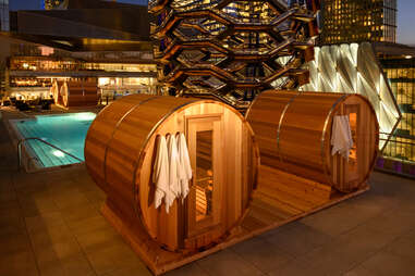 Individual saunas at Equinox Hudson Yards