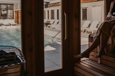 An individual sauna at The Rockaway Hotel and Spa