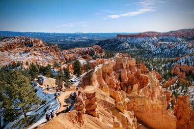 aerial view of zion national park in winter